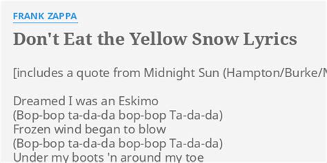frank zappa yellow snow lyrics